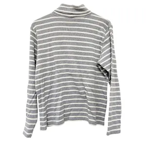 LL Bean Gray White Striped Ribbed Turtleneck Sz L thumbnail 4