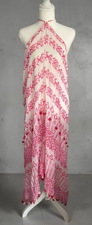 LOVESTITCH Pink White Maxi Dress Size S/M thumbnail 1