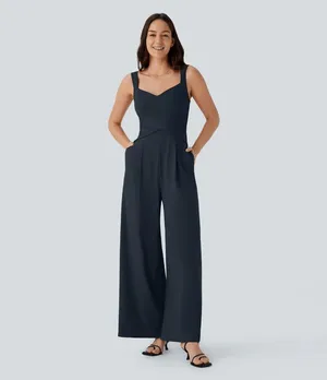 Halara Navy Blue U Back Sleeveless‎ Casual Jumpsuit with Pockets XS NWT thumbnail 9