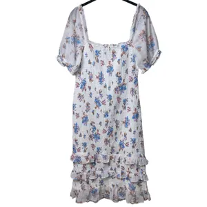 Abercrombie & Fitch Smocked Puff Sleeve Midi Dress Floral Coquette Cottagecore L thumbnail 6
