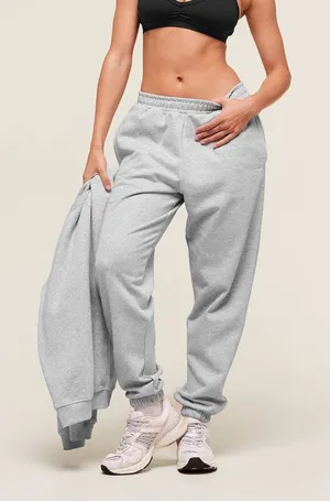 Gymshark Training Fleece Joggers in Light Grey Core Marl thumbnail 1