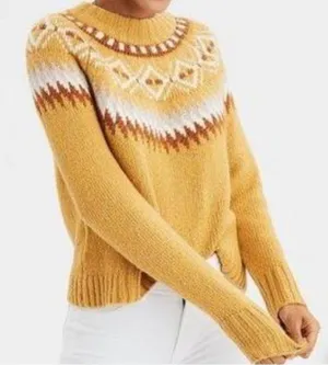American Eagle Fair Isle Mustard‎ Yellow Pullover Sweater Womens size small thumbnail 1