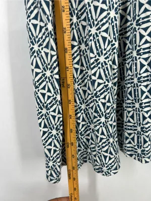 LOFT Geometric Crisscross Back Fit & Flare Dress Blue White Size 0 thumbnail 13