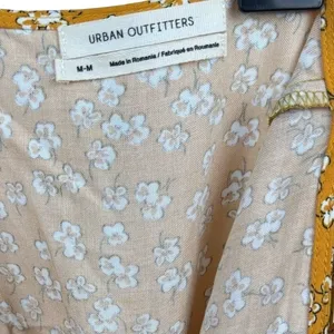 Urban Outfitters Mustard Floral Romper Ruffle Strap Button‎ Front Cottagecore M thumbnail 5
