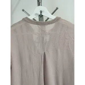 Floreat Anthropologie Boho Peasant Blouse Women Size 8 Rayon Beaded Tie Neck Top thumbnail 7