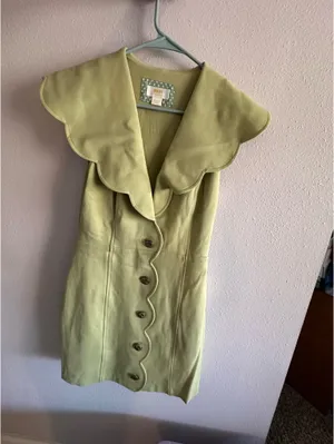 Anthropologie Maeve Scalloped Green Button Down Dress thumbnail 3
