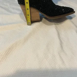 Elegant Black Glitter Heeled Boots Size 8.5 thumbnail 5