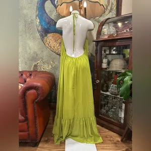 Love & Lemonade Lime Green Halter Maxi Dress Large thumbnail 5