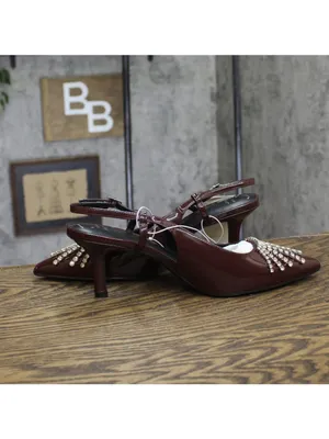 NWT A New Day Serafina Rhinestone Slingback Heels 94661789 Burgundy Red 11M thumbnail 7