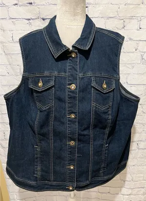 Woman's Avenue Denim Dark Navy Blue Vest Stretch Denim Vest Size 26/28 thumbnail 1