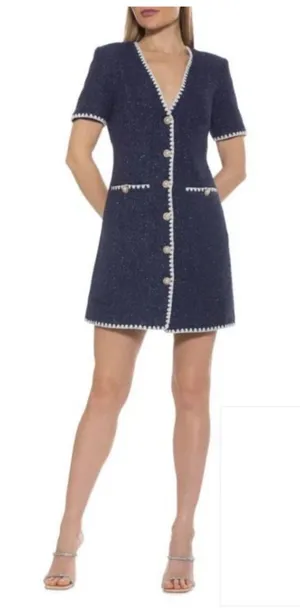 Lilly Pulitzer Alexis Admor Jaiya Navy Tweed Shift Dress Preppy Size 4 thumbnail 1