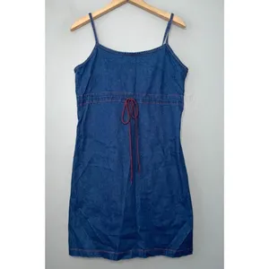 Y2K Size S M Reversible Floral Blue Jean Denim Mini Babydoll Jumper Dress thumbnail 6