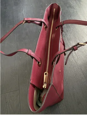 Michael Michael Kors East West Walsh Large Tote Bag Purse Burgundy Leather thumbnail 2