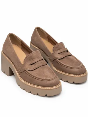 DV Dolce Vita Temecula Taupe Platform Lug Loafer Heels Women’s Size 6 thumbnail 2