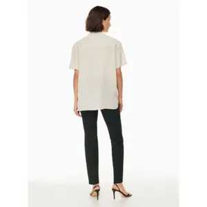 Aritzia BABATON Academy Matte Pearl 100% Silk Shortsleeve Blouse Button-Up 2XS thumbnail 2