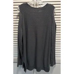 ANA Gray Cold Shoulder‎ Cable Knit Round Neck Long Sleeve Sweater Size XL H/L thumbnail 5