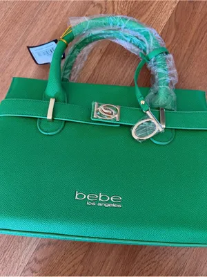 bebe Green Structured Satchel with Gold Hardware thumbnail 5