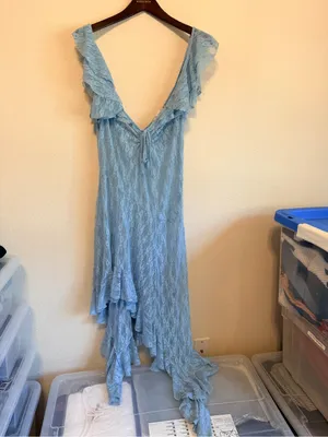 Kimchi Blue Chiara Sheer Lace Midi Dress, baby blue, size L thumbnail 4