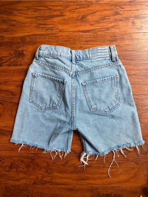 Revice Denim high rise button fly raw hem shorts thumbnail 4
