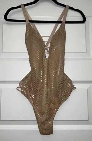 Cosita Linda Beachwear Metallic One Piece Swimsuit Size S thumbnail 1