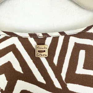Manila Grace Maxi Dress Size 40 US Small Pleated Geometric Split Hem Brown thumbnail 10