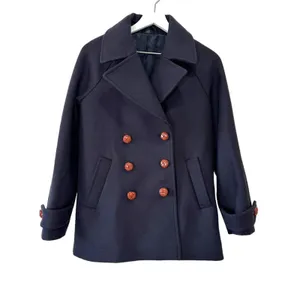& Other Stories Manteco Wool Double Breasted Peacoat Navy Size 6 thumbnail 9