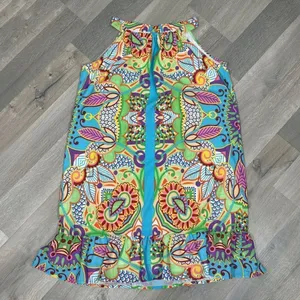 Jade‎ Melody Tam Multi Floral Print Ruffle Hem Tunic Halter Dress Medium thumbnail 11