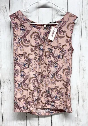 Bonita‎ Shirt Women Sz 38 Pale Pink Paisley Pattern Round Neck Sleeveless Blouse thumbnail 1