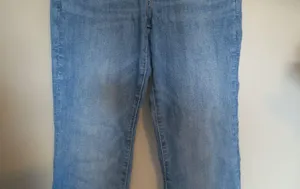 American Eagle Outfitters next level stretch super hi-rise flare jeans in medium wash blue size 4. thumbnail 6