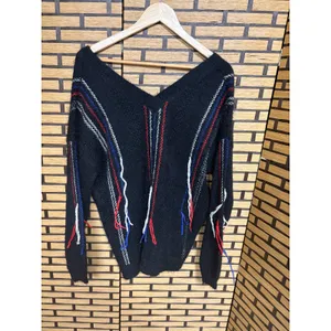 POL Black Multi Color Fring‎ V Neck Sweater Size Medium thumbnail 2