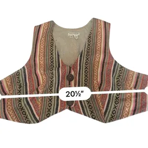 Earthbound Trading Co Woven Striped Cropped Boho Hippie Vest Women's XL thumbnail 5
