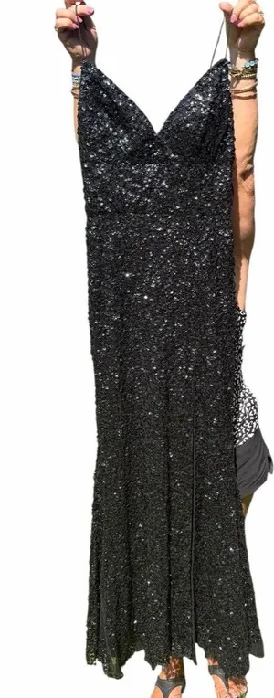 $498 Sherri Hill Black Sequin Mermaid Formal Gown Dress 4 Sweetheart Prom Hoco thumbnail 1