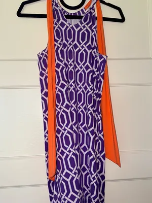 Mud Pie Clemson Purple and Orange Game-day Halter Dress with Tie Back thumbnail 3