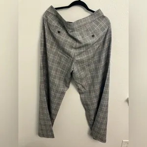 LOFT Curvy Plaid Wide Leg Pants Gray Pink Size 14 thumbnail 3