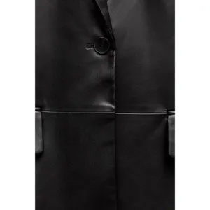 Zara FAUX LEATHER MENSWEAR STYLE BLAZER Size Small (4432/710/800) New With Tags thumbnail 4