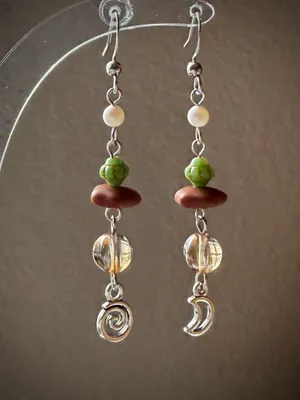 Handmade quality Czech glass beads mix fairy whimsy unique dangle earrings🌀🌙 thumbnail 6