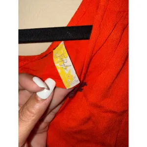 Free People Orange Embroidered Floral Mini Dress Back Cutout XS Whimsigoth Boho thumbnail 6