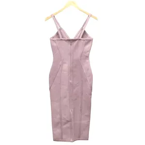ASOS NWT The Girlcode Bandage V Neck Bodycon Midi Dress Lilac Mauve Women’s Size 6 thumbnail 2