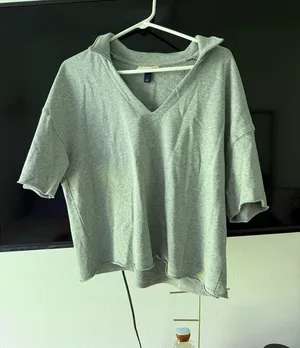 Crop sweatshirt short sleeve Gray Size L thumbnail 1