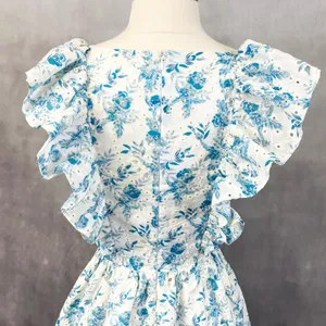 Lush Floral Eyelet Mini Dress Women Small Ruffle Cottage Romantic‎ Coquette thumbnail 6