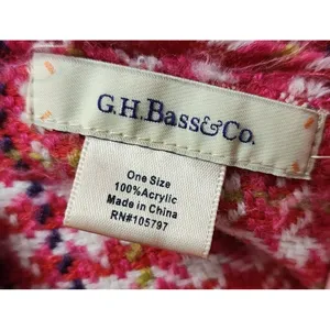 G.H. Bass & Co.‎ Plaid Scarf with Fringe Red Pink Acrylic One Size thumbnail 2