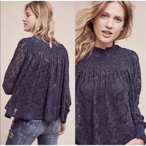 Anthropologie Deletta Amanna Lace Top‎ Sz XS black thumbnail 3
