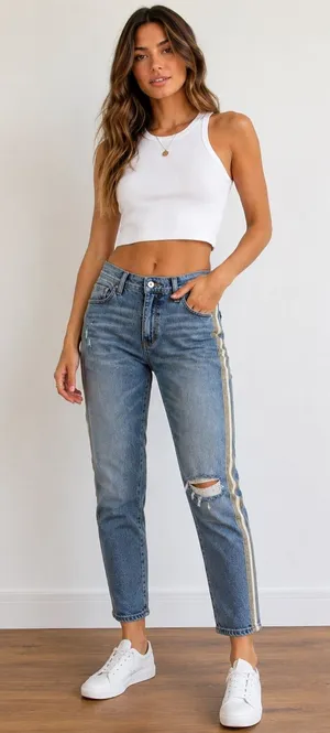 Pilcro and the Letterpress Anthropologie Slim Boyfriend Side Stripe Jeans Womans thumbnail 1