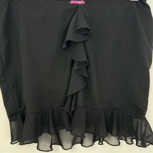 Edikted Black Ruffle Mini Skirt Y2K Sheer Hem thumbnail 2