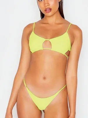 Frankie’s Bikinis Willa ribbed bikini set neon yellow thumbnail 1