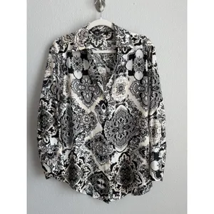 ZARA Satin Paisley Medallion Print Blouse Shirt Boho Chic Dark Academia Top Sz M thumbnail 9