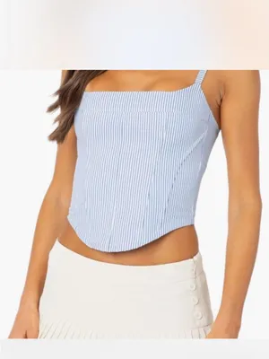 edikted blue striped corset tank XS thumbnail 3
