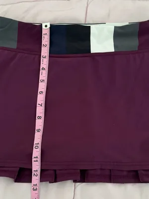 lululemon Run Pace Setter Skirt skort in plum pow stripe, size 8 pleated back thumbnail 5
