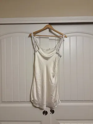 Zara Mini Slip Dress XS Xtra Small White Jewel Silver Trim Lined Party Cocktail thumbnail 3