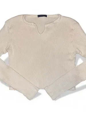 Brandy Melville Cropped Cream Long Sleeve thumbnail 2